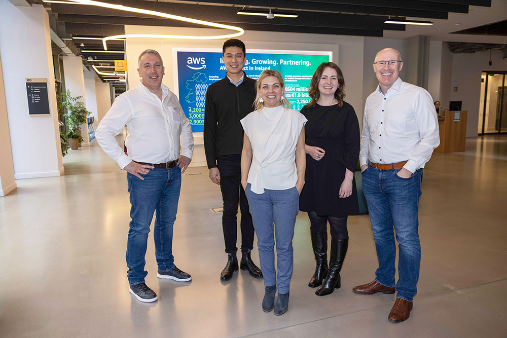 Pictured at the EdTech Accelerator Pitch Day in Amazon Web Services (AWS) in Dublin yesterday were judges Rory Barrins, AWS; Weili Wang, Atlantic Bridge; Nessa McEniff, Learnovate; Ciara Ni Fhloinn, SOLAS; and Piero Tintori, Terminalfour. The new EdTech Accelerator was organised by The Learnovate Centre in Trinity College Dublin in partnership with AWS.