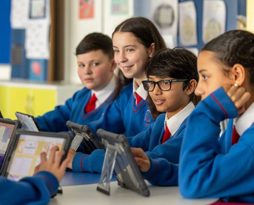 Students at Edmund Rice College in Phoenix Park in Dublin, one of the schools taking part in the EU-funded Teacher Digital Content Creation Competencies (TD3C) study led by The Learnovate Centre and the School of Education in Trinity College Dublin. 80 teachers and 4,000 students from across Europe are taking part in the €400,000 project to help teachers create digital learning content for use in the classroom.
